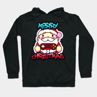 Santa Clause Playing Video Games - Merry Christmas - Winter Graphic Graffiti Art - Holiday Gift Hoodie